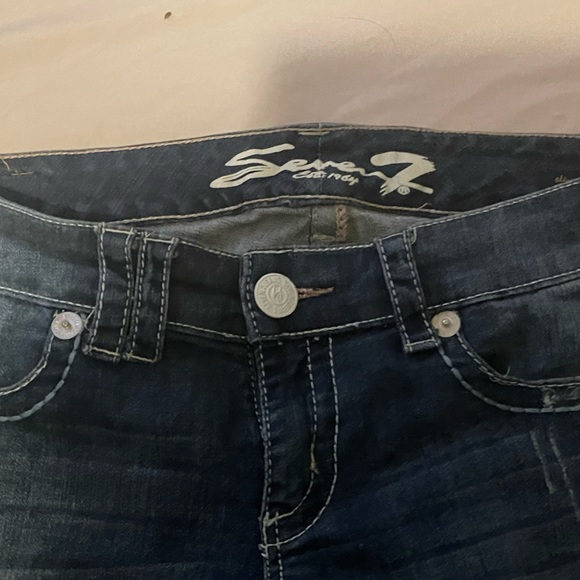 Seven for seven distressed rhinestone jeans slim straight size 10 - Picture 4 of 4